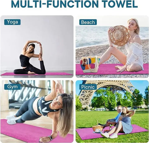 Anti-Slip Yoga Towel – Sweat-Absorbent Microfiber Mat Towel for Hot Yoga and Beyond